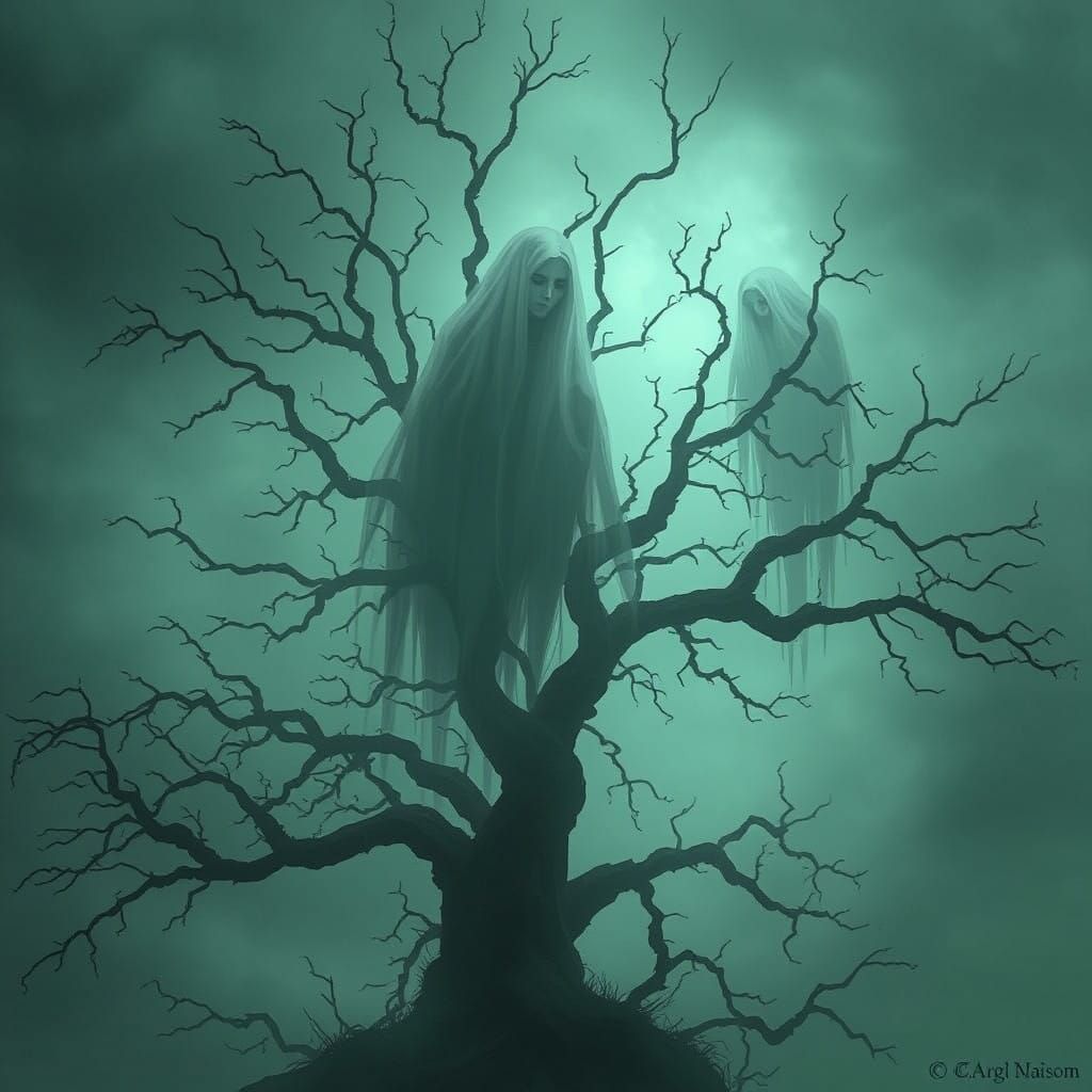 Ethereal Spirits in a Haunting, Dark Fantasy Atmosphere