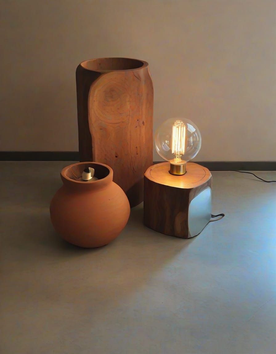 Cozy Table Lamp in Warm Wood Finish, Soft Edison Light