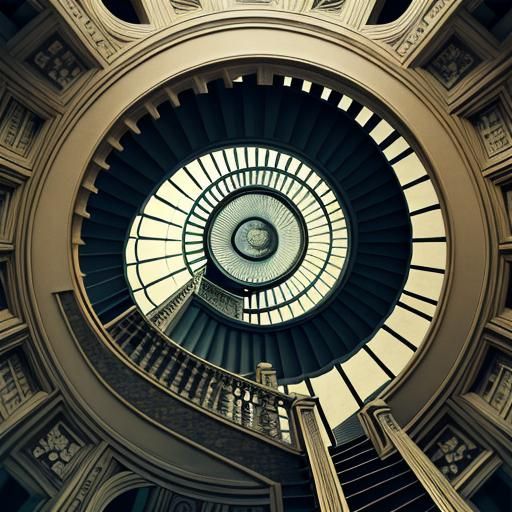 Escher-Inspired Genius Ascends an Infinite Spiral Staircase