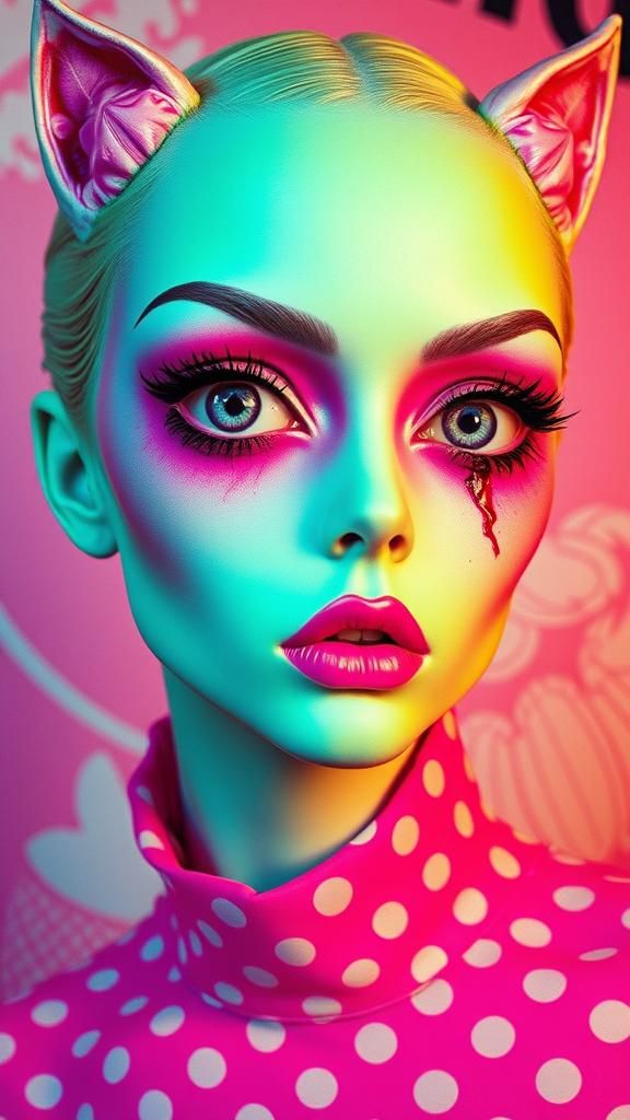 Psychedelic Retro-Futuristic Portrait in 1970s Style