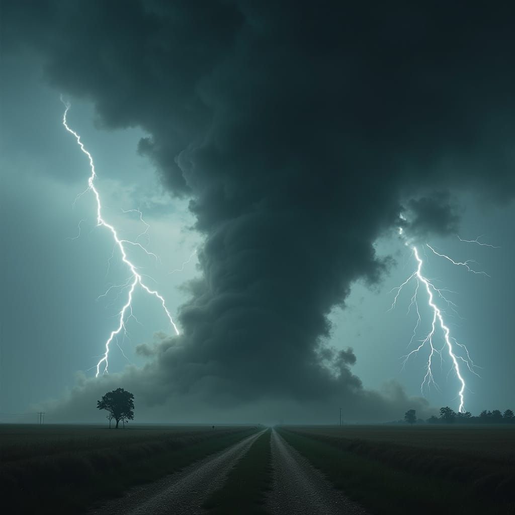 Colossal Tornado Rips Through Countryside Under Lightning St...