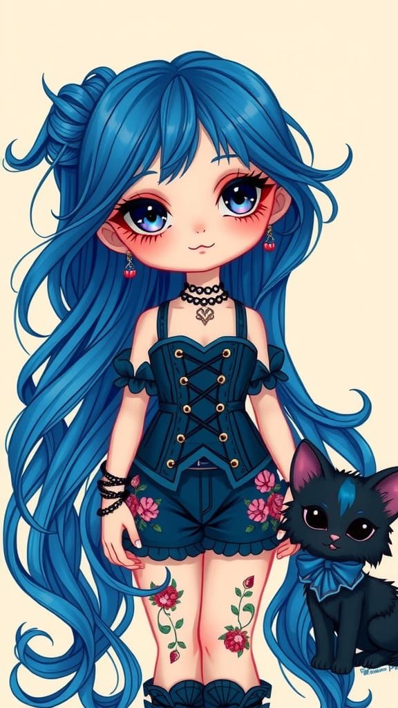 Azura and Shadowpuff in Takashi Murakami Style