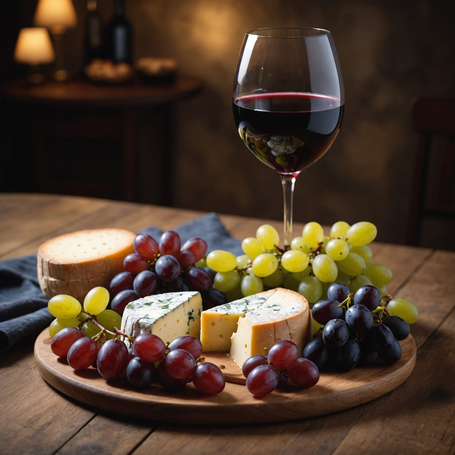 Enticing Cheese and Wine Still Life in Hyperrealism
