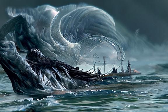 Colossal Sea Monster Attack in Romanticism Style