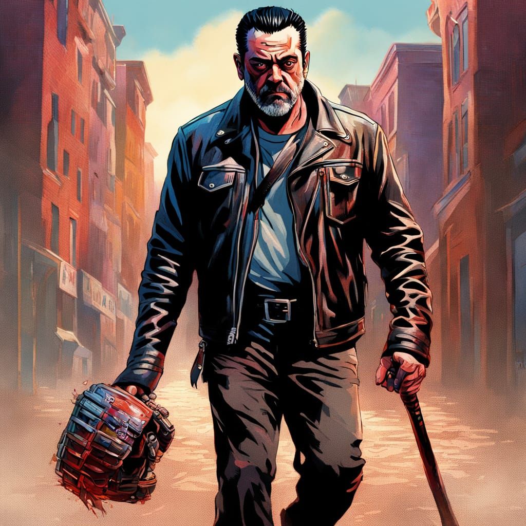 Hyperrealistic Negan with Knife and Lucille