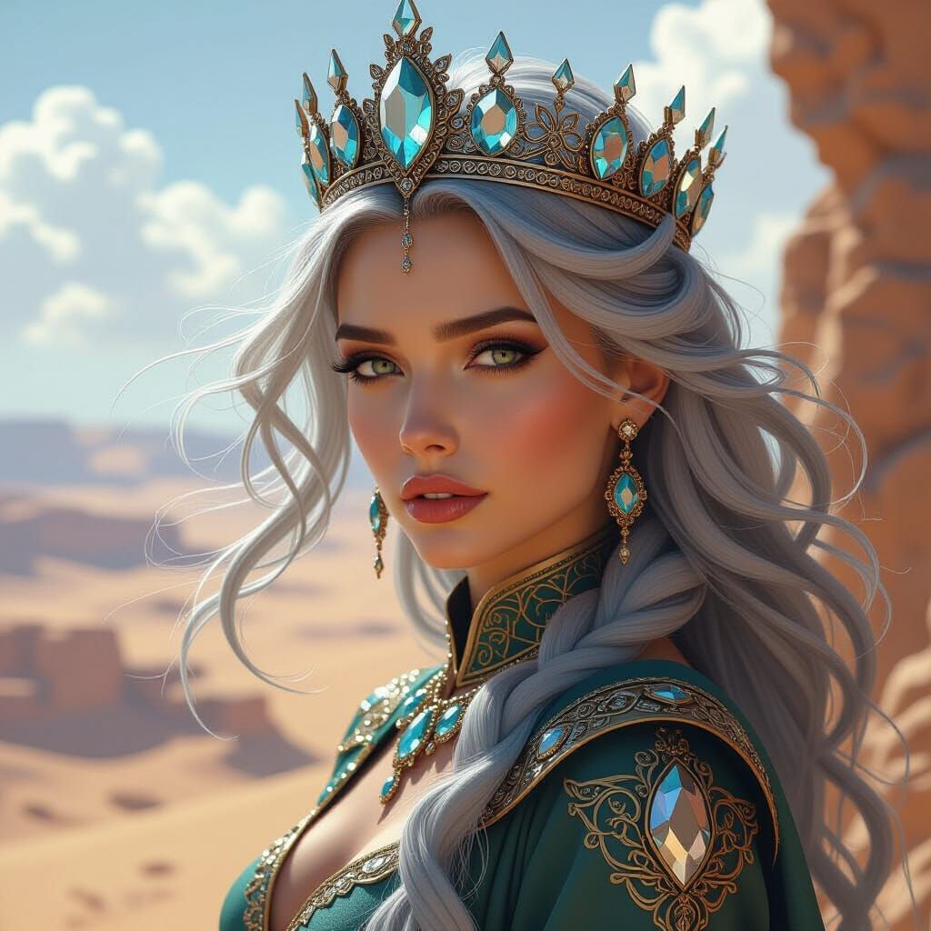 Mysterious Princess on Cliffside in Fantasy Style