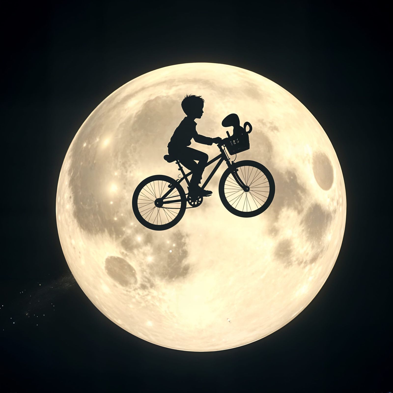 E.T. Flying Bike Silhouette on the Moon