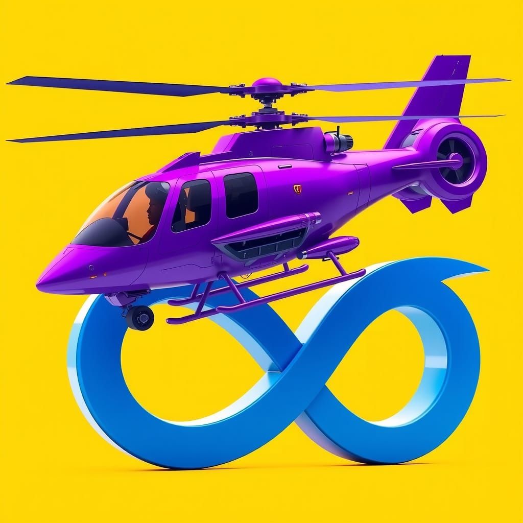 Sleek Metallic Helicopter Tops Infinity Symbol in Vibrant Ye...