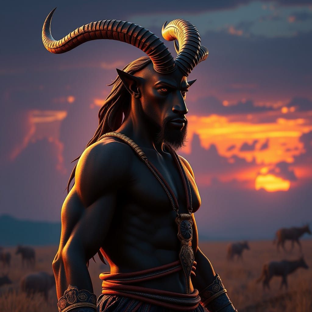 Anthropomorphic Sable Antelope Male in Vibrant Fantasy Lands...