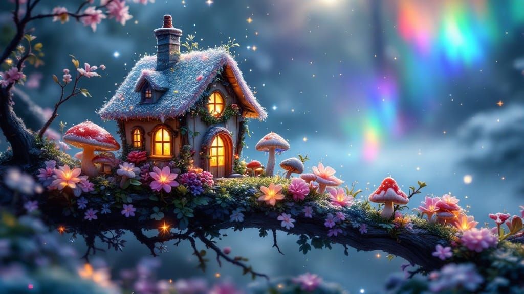 Surreal Iridescent Dreamscapes with Tiny Houses and Celestia...