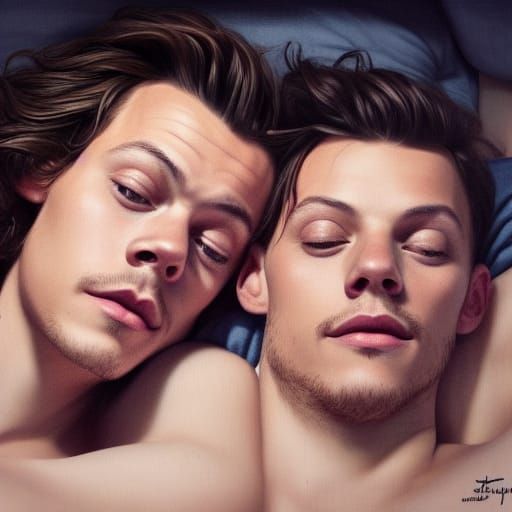 Young Men in Bed: Digital Art Portrait