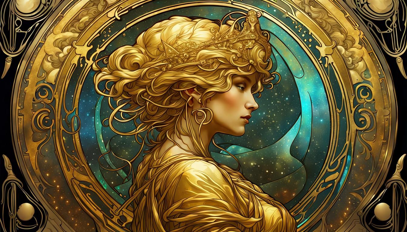 Golden Libra Logo in Art Nouveau Style