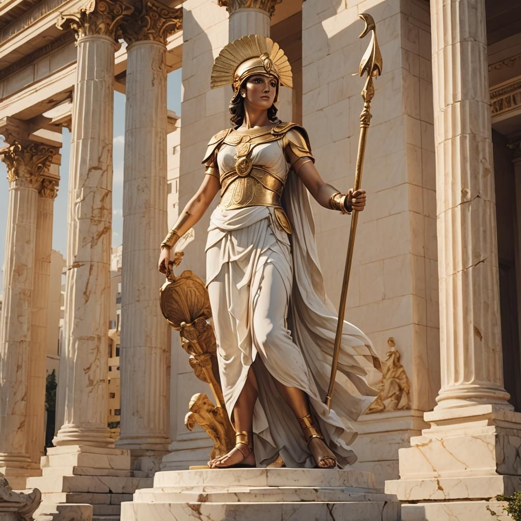 Athena, Goddess of Wisdom, in Anime Style