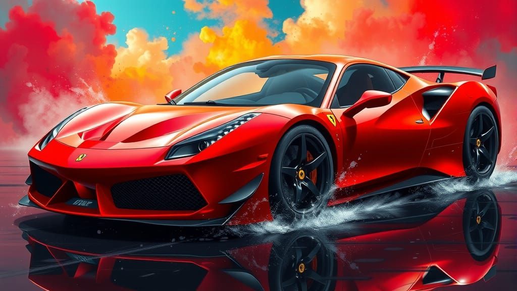 Hyperrealistic Ferrari with Futuristic Aero Dynamics