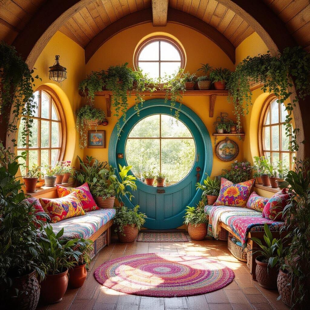 Whimsical Boho Hobbit House in Storybook Style