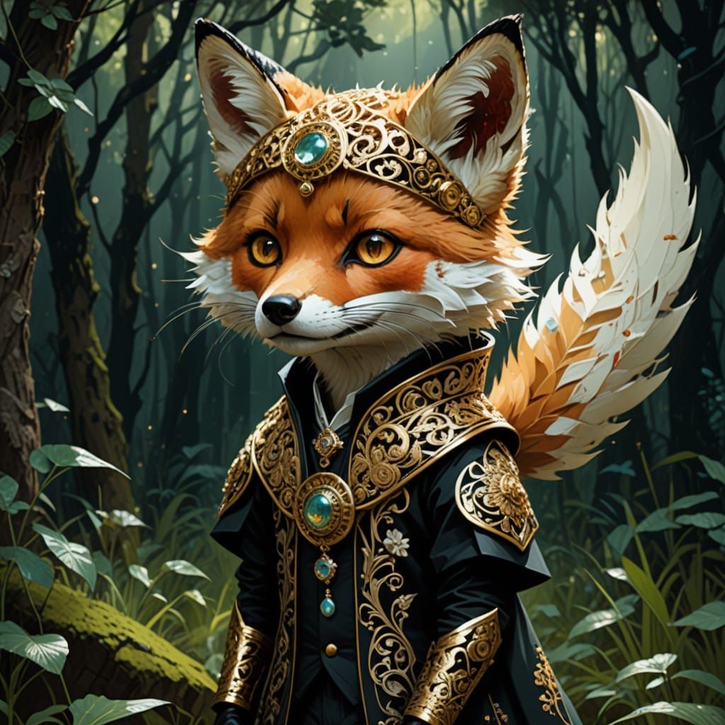 Chibi Anthropomorphic Mexican Fox in Sombrero