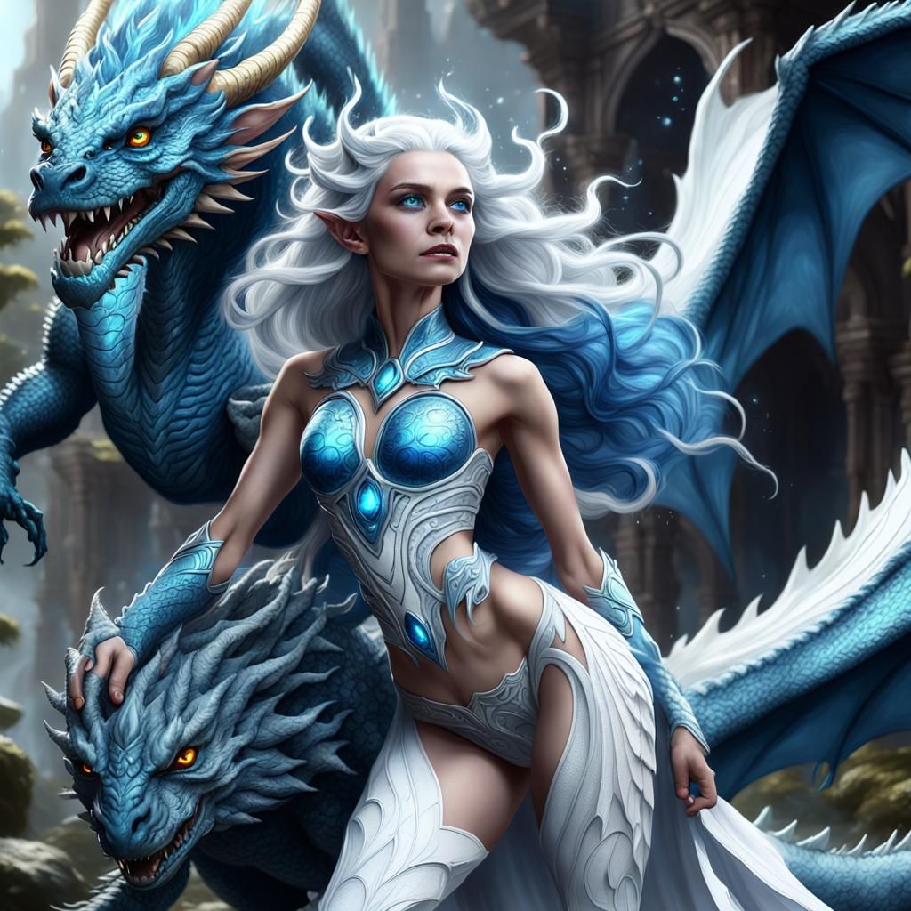 Fantasy Goddess with Dragon: Detailed Matte Painting