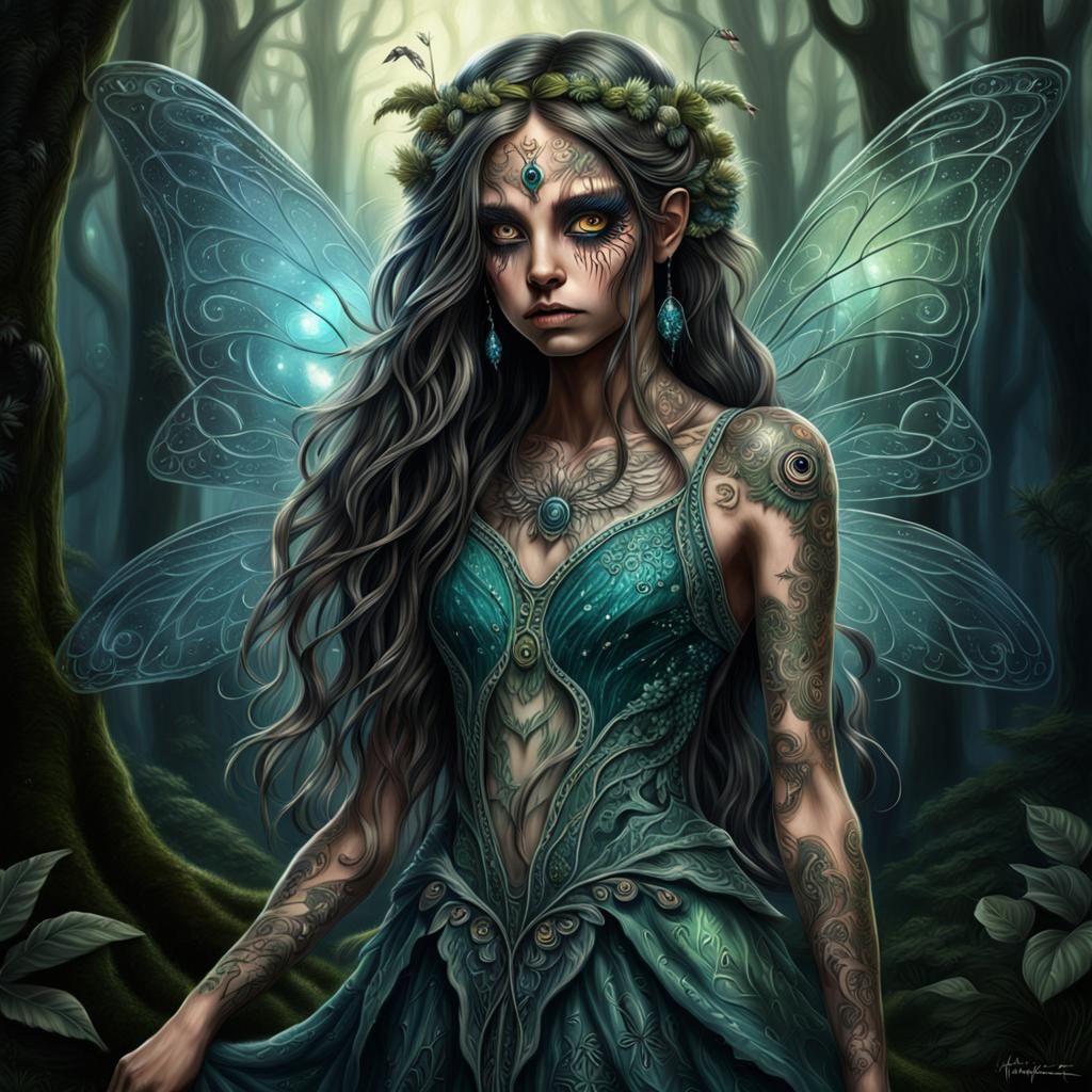 Mystical Faerie in Forest Shadows: Digital Painting
