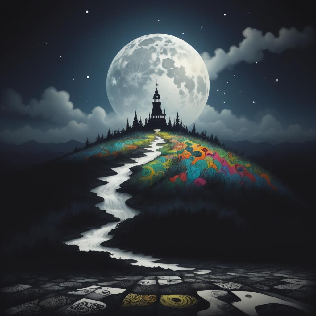 Pop Surrealist Zentangle with Tie Dye Colors