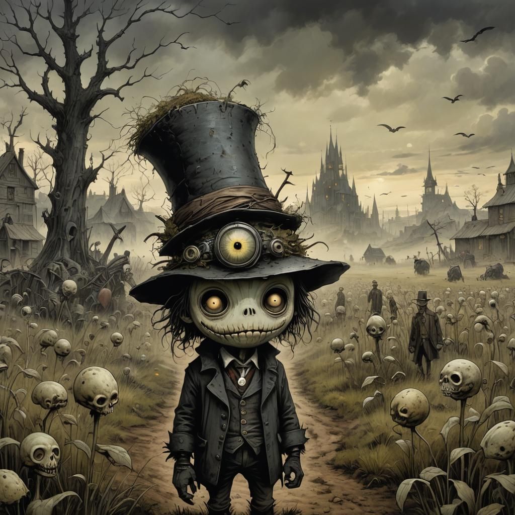 Dystopian Horror Monster in a Field