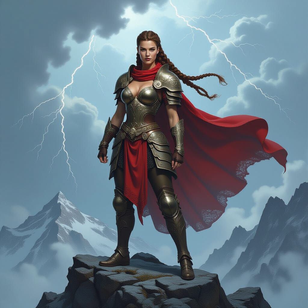 Majestic Mountain Warrior in Dynamic Fantasy Art Style