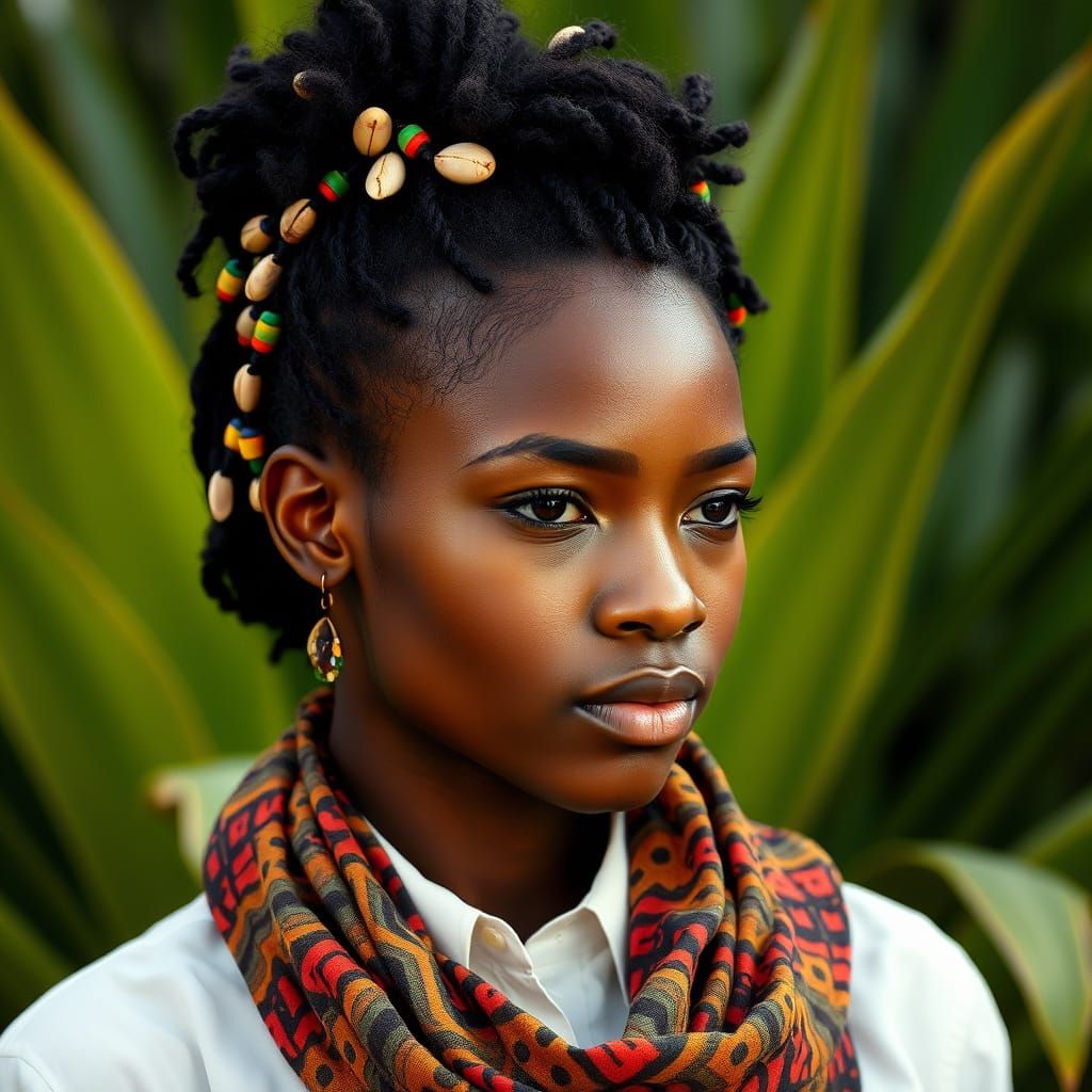 Young Black Woman in Earthy Splendor