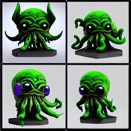 Chibi Kawaii Angry Cthulhu Figurine in Photorealistic 8K