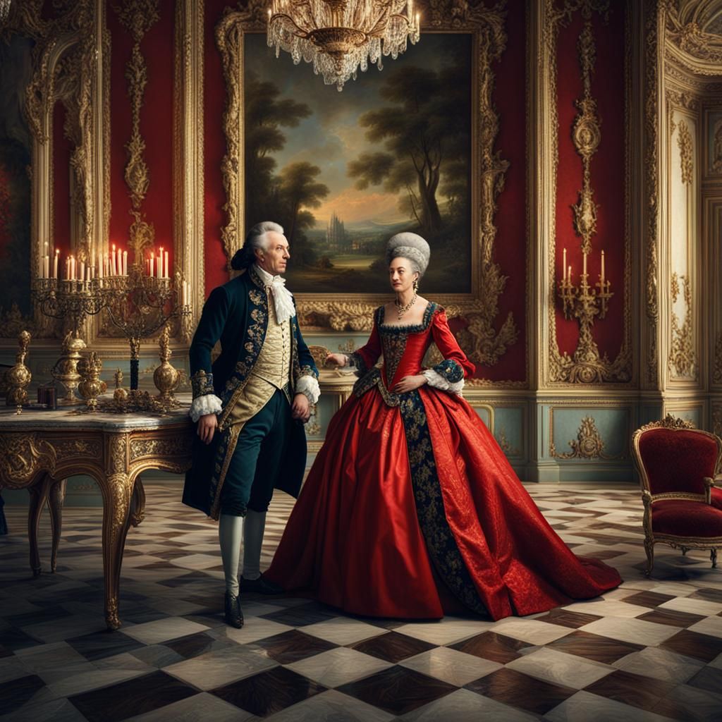 King Louis XV and Madame de Pompadour in Versailles