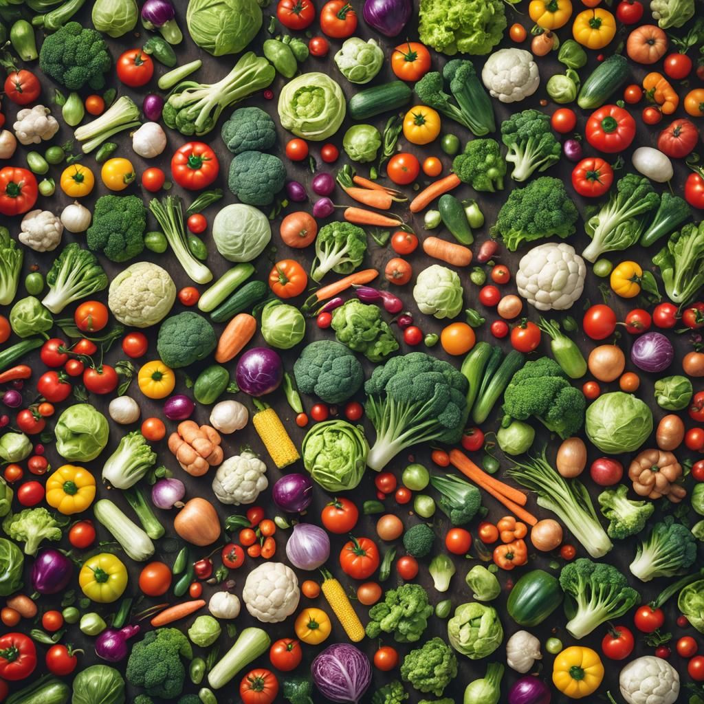 Vibrant Vegetable Table: Hyperrealistic Photography