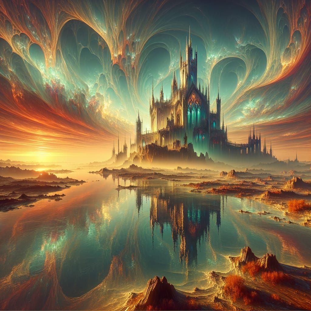 Magical Necromancer's Tower in Spectral Landscape as 3D Rend...