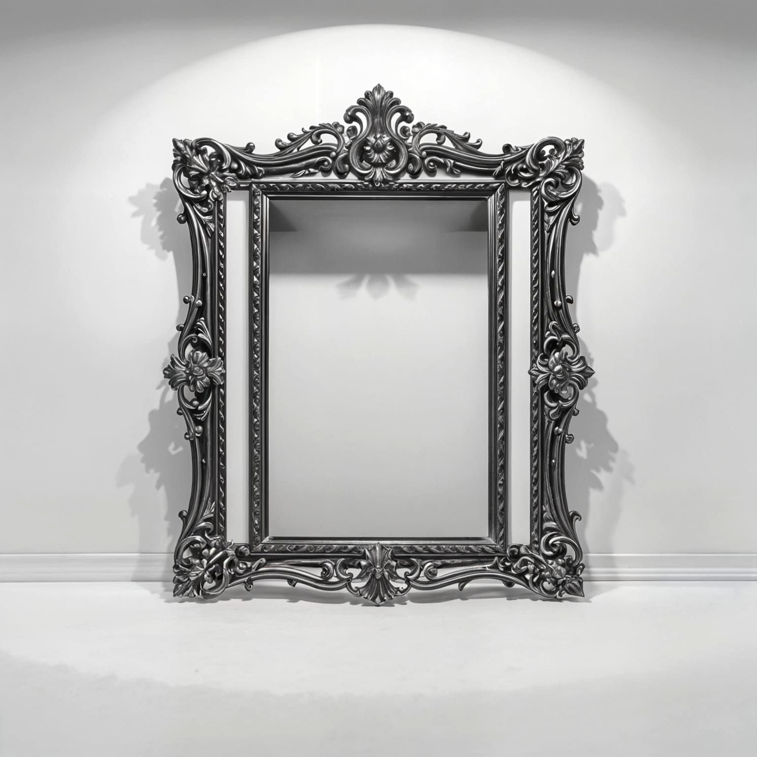 Surreal Monochrome Frame in Endless White Space