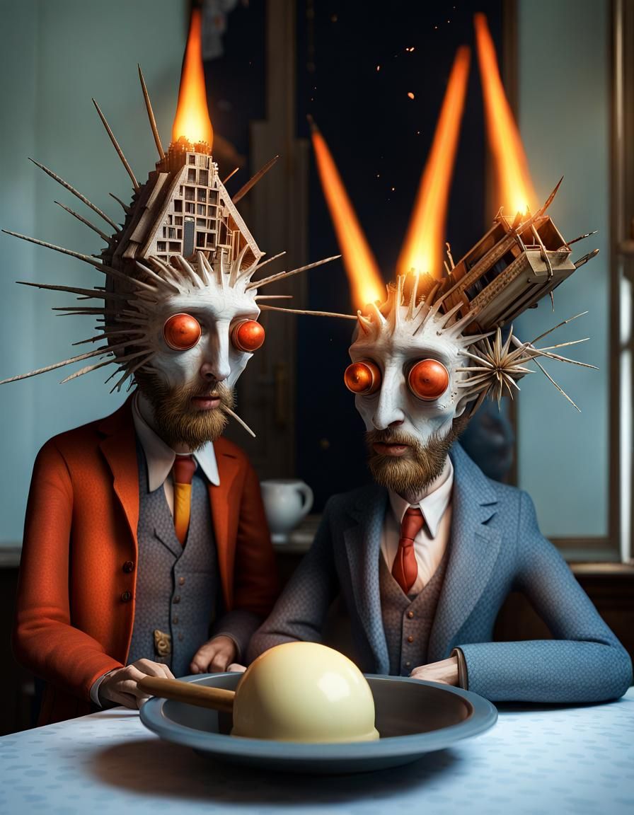 Magical Rockets of Energy in Surreal Landscape