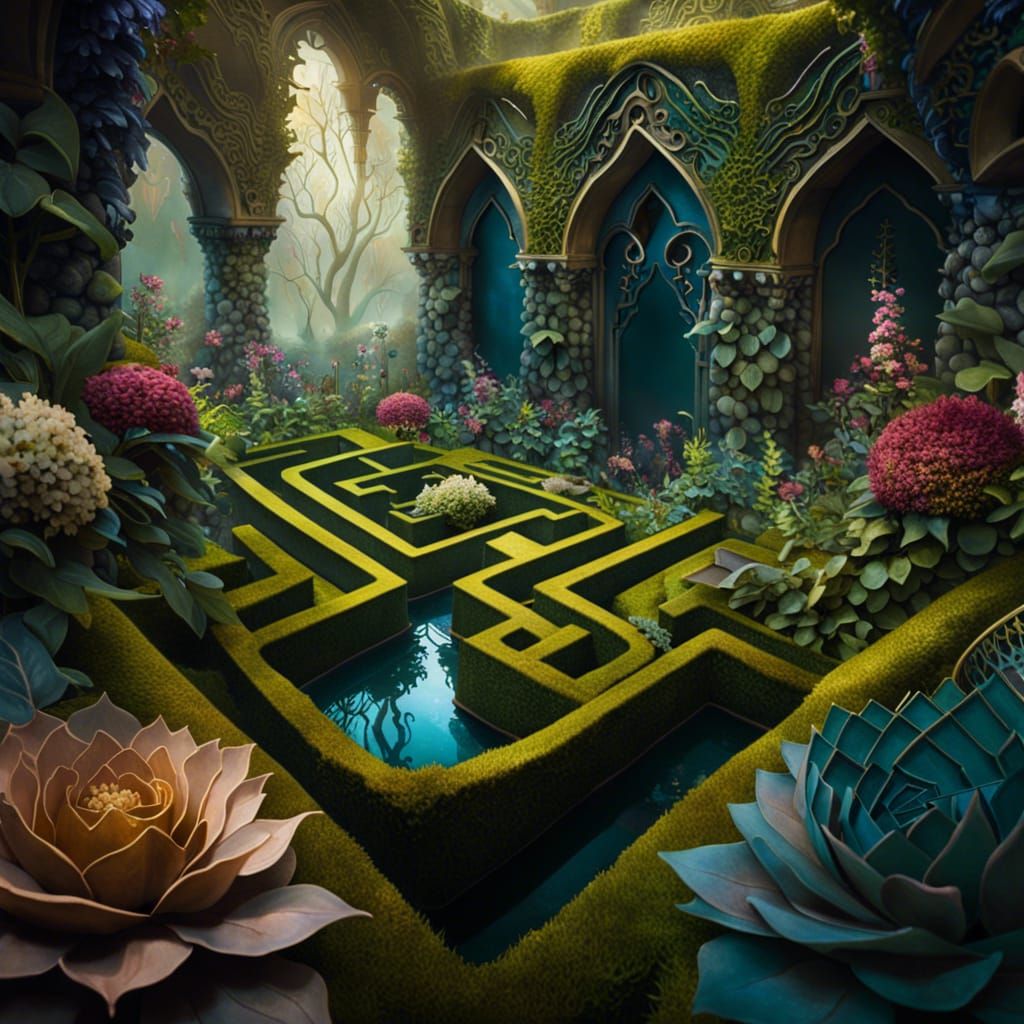 Fantasy Diorama Maze Garden in Storybook Style