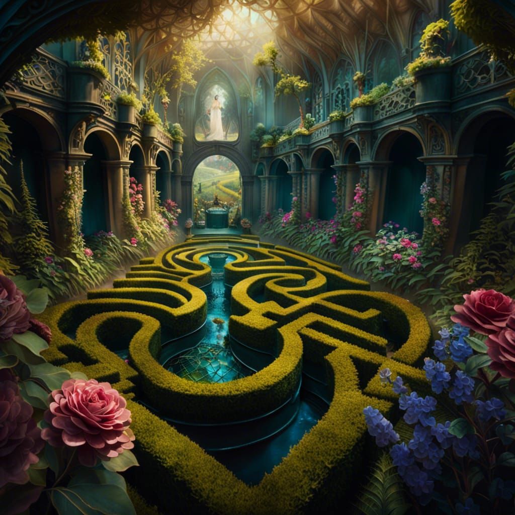 Fantasy Garden Maze in Storybook Style