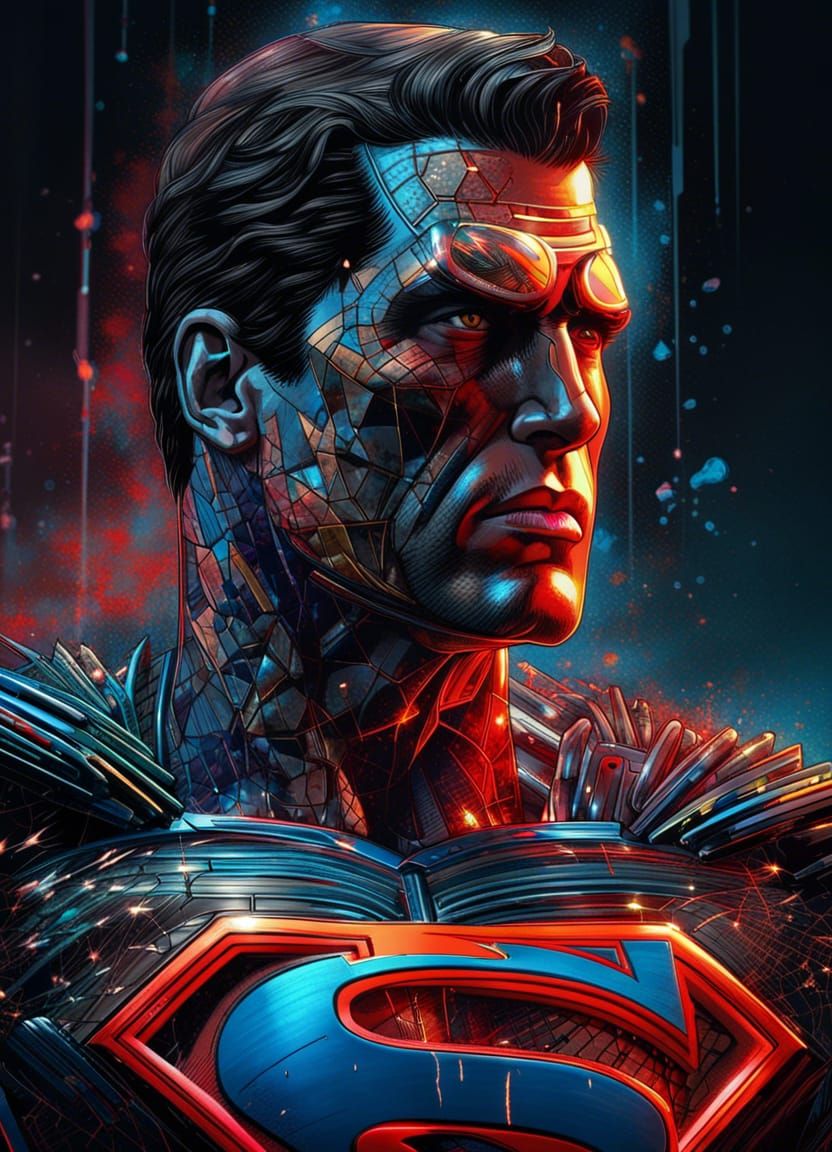Superman as Terminator in Pop Art Style