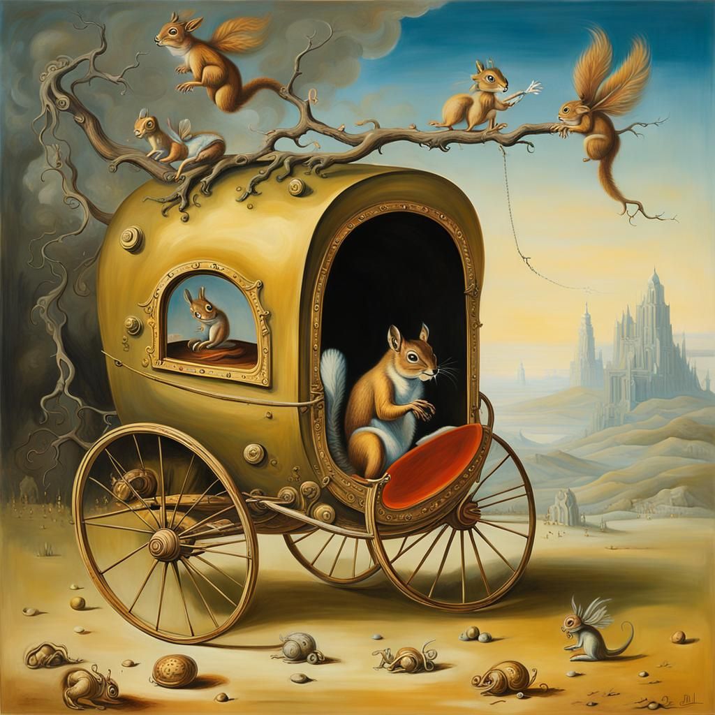Surreal Hazelnut Chariot in Salvador Dali Style