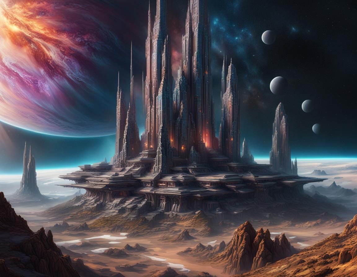 Distant Galaxy Exploration: Hyperdetailed Matte Painting