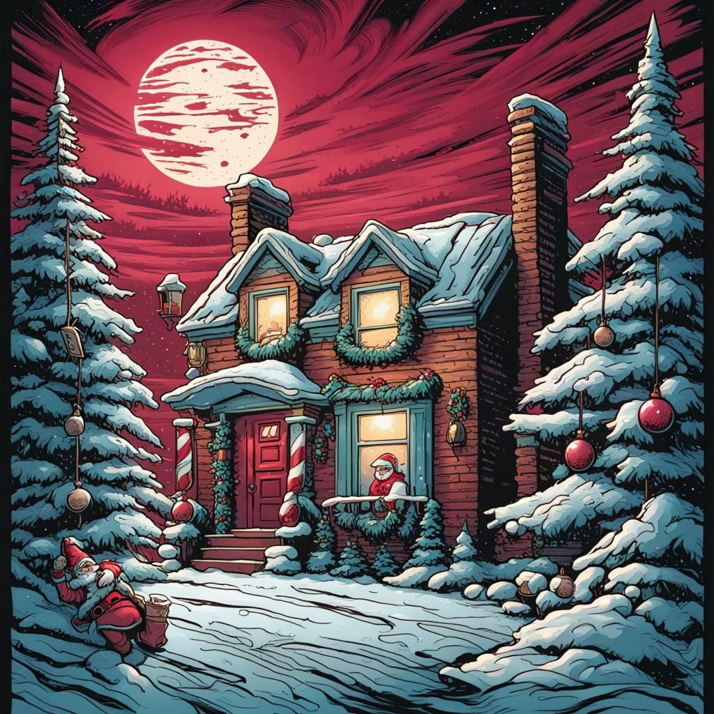 Ugly Christmas Sweater Comic Book Art T-Shirt