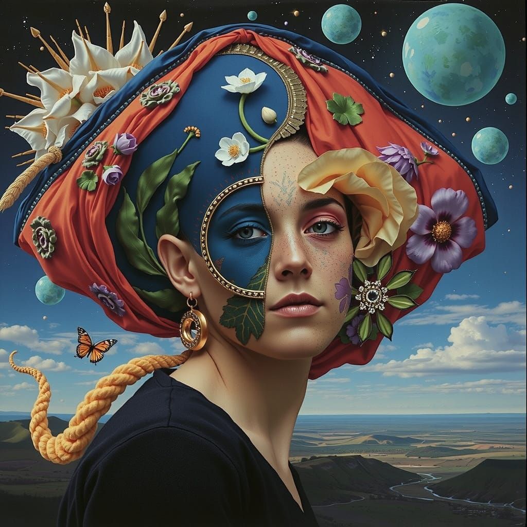 Psychedelic Garden of Cosmic Mystery in Bold Colors