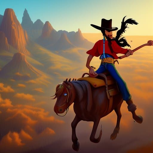 Lucky Luke Rides a Chicken: Detailed Matte Painting