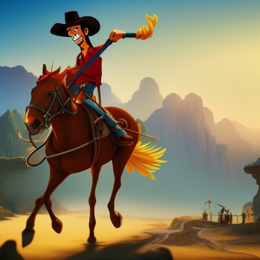 Lucky Luke Rides a Chicken: Detailed Matte Painting