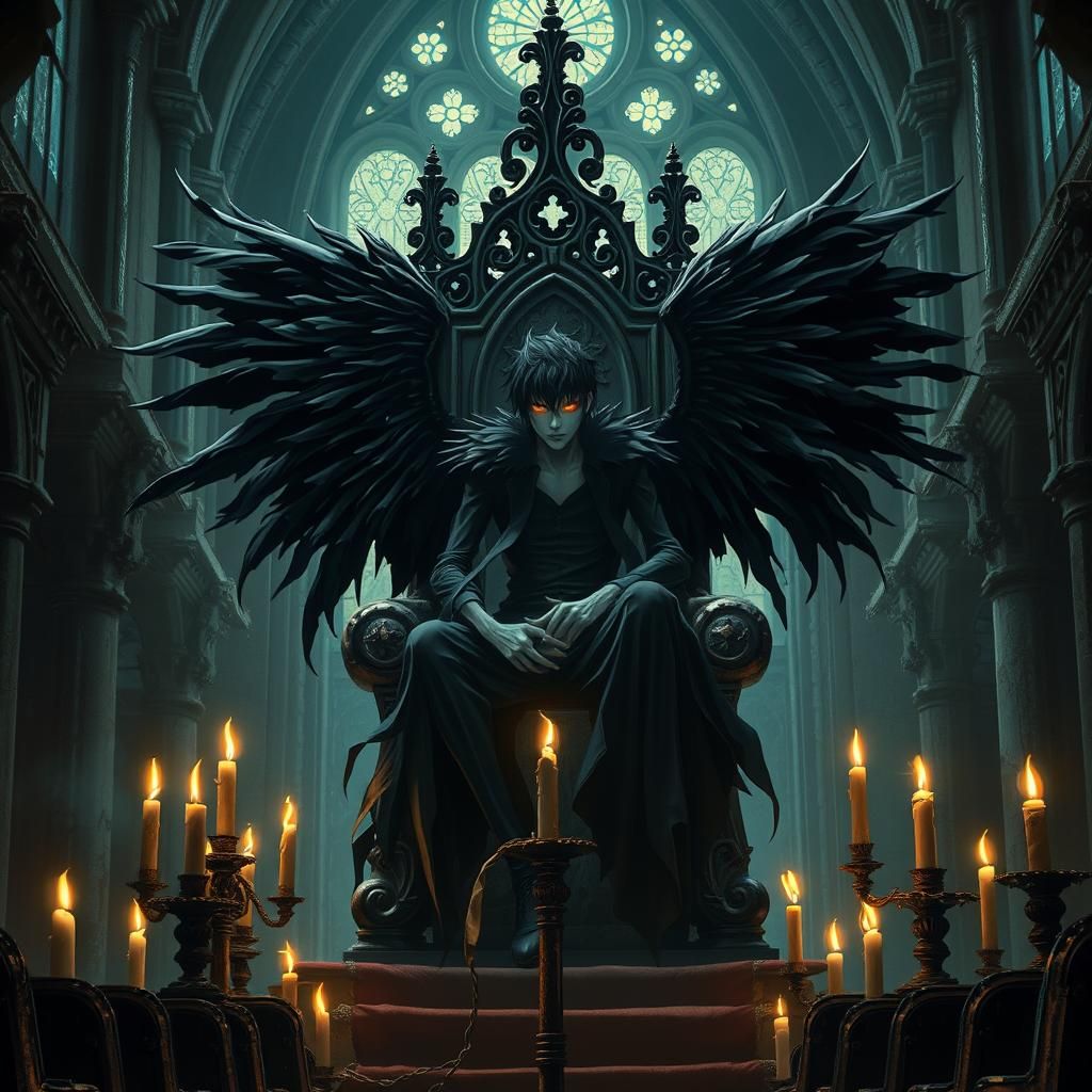 Ryuk on Gothic Throne in Dark Fantasy Style