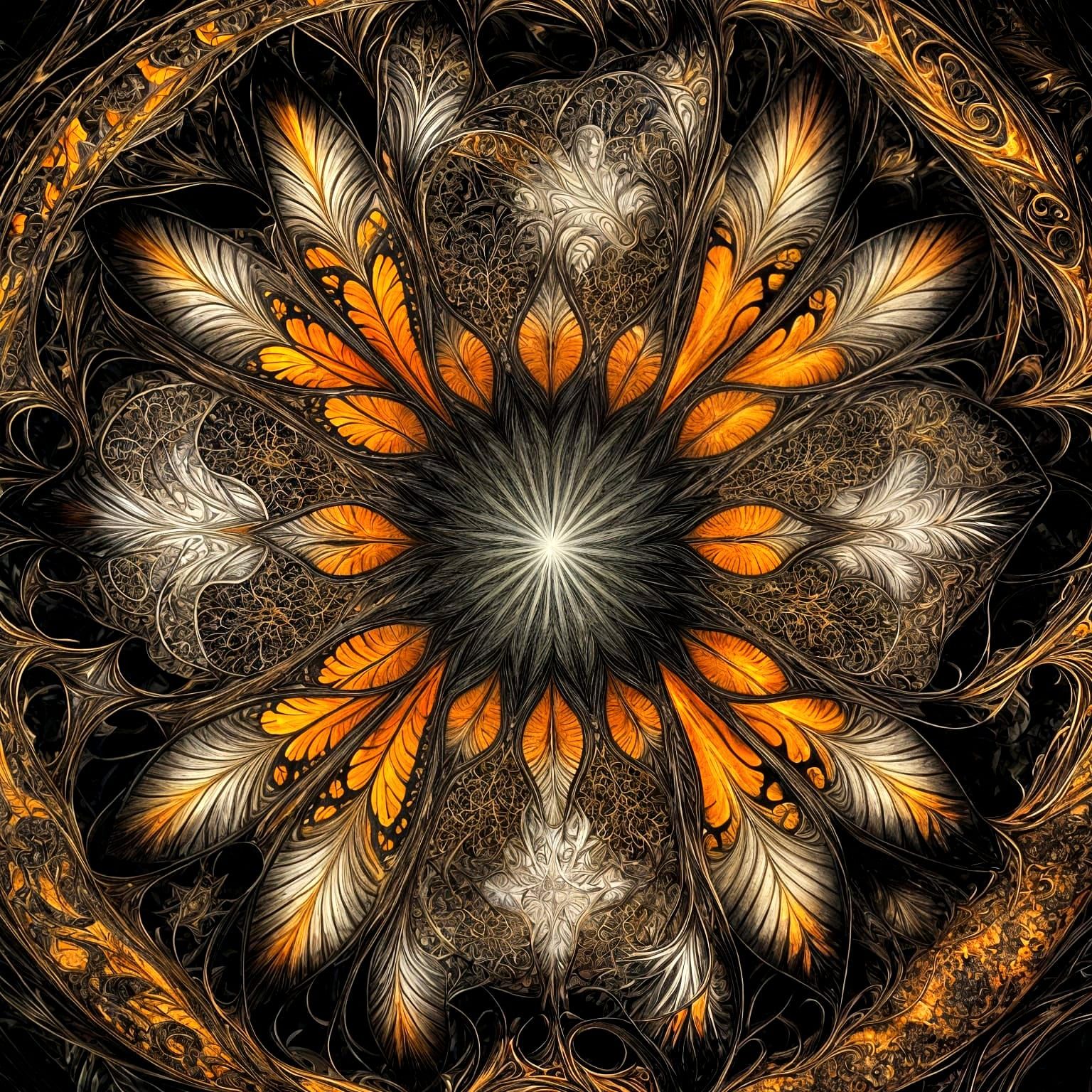 Kaleidoscope Mandela of Butterflies and Feathers