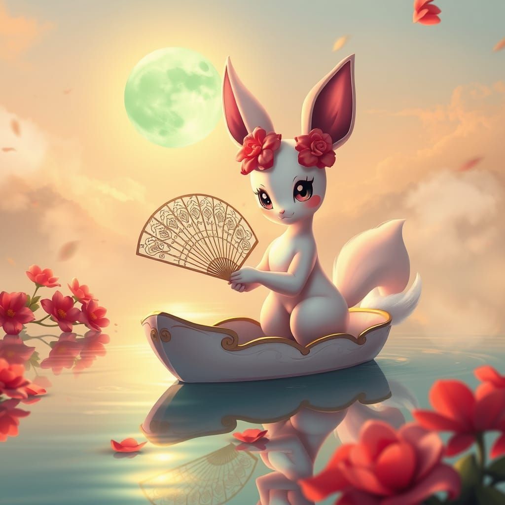 Ethereal Goddess of Love on a Tranquil Lake