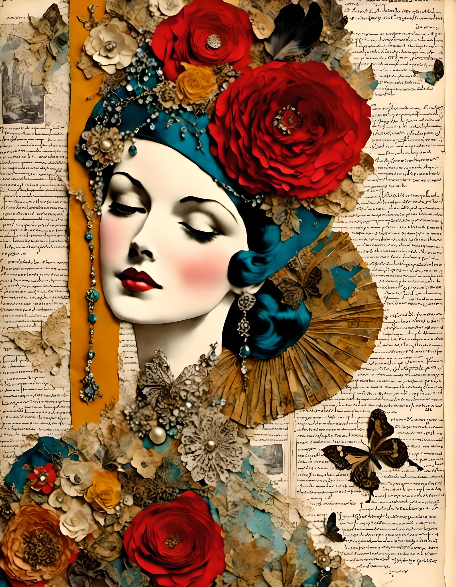 Colorful 1920s Fashion in Mixed Media Collage