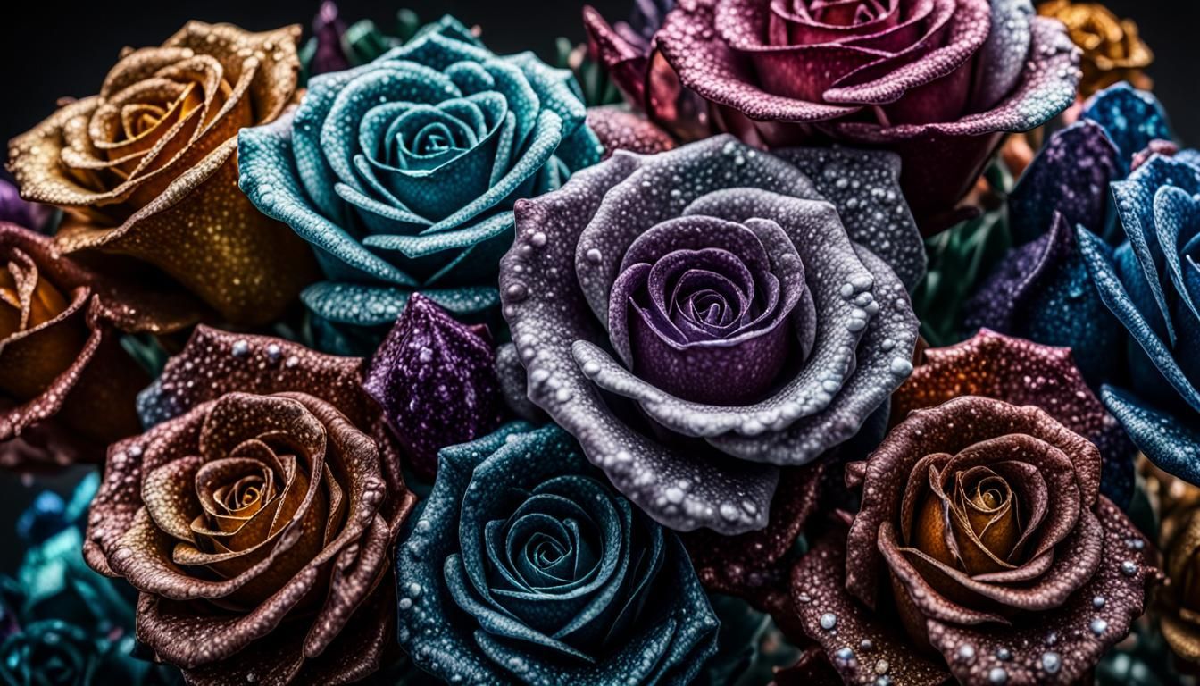 Gemstone Roses: Insanely Detailed 3D Render