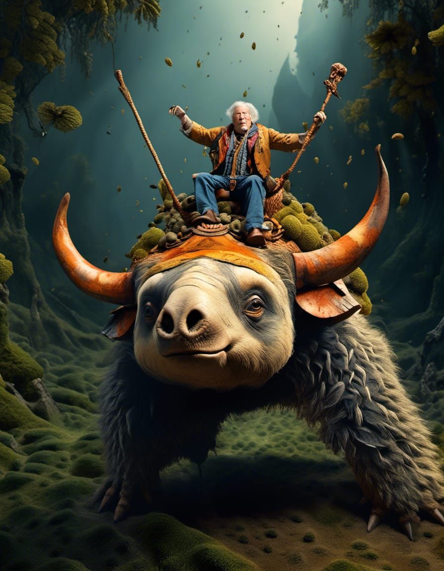 Sloth on Steampunk Lorry: Surrealist Fantasy Art