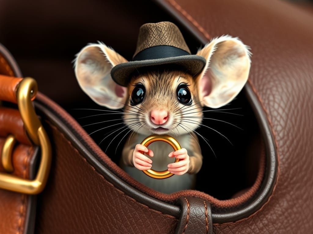 Whimsical Mouse Escapes from Designer Handbag