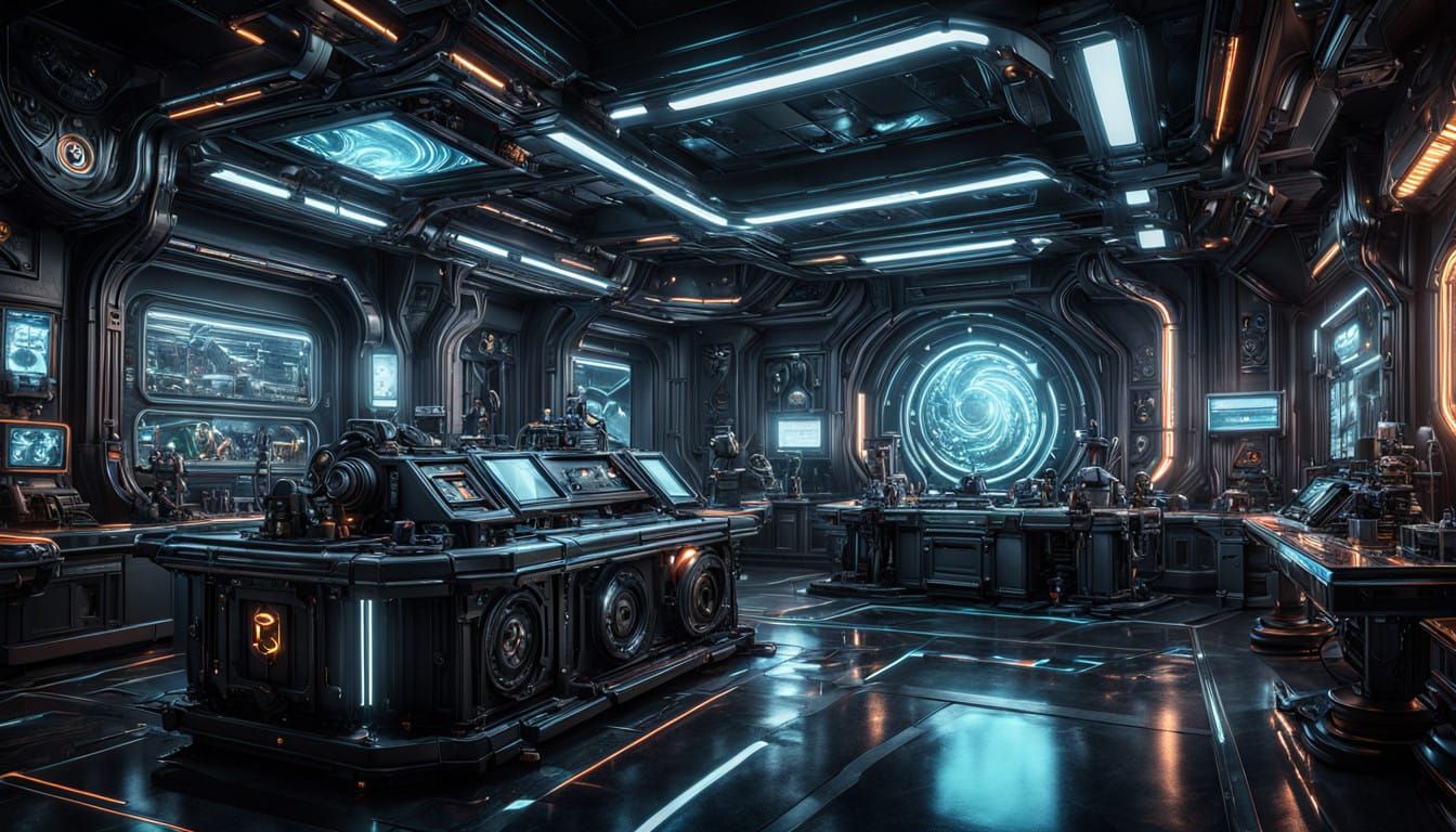 Futuristic Laboratory in Neon Light