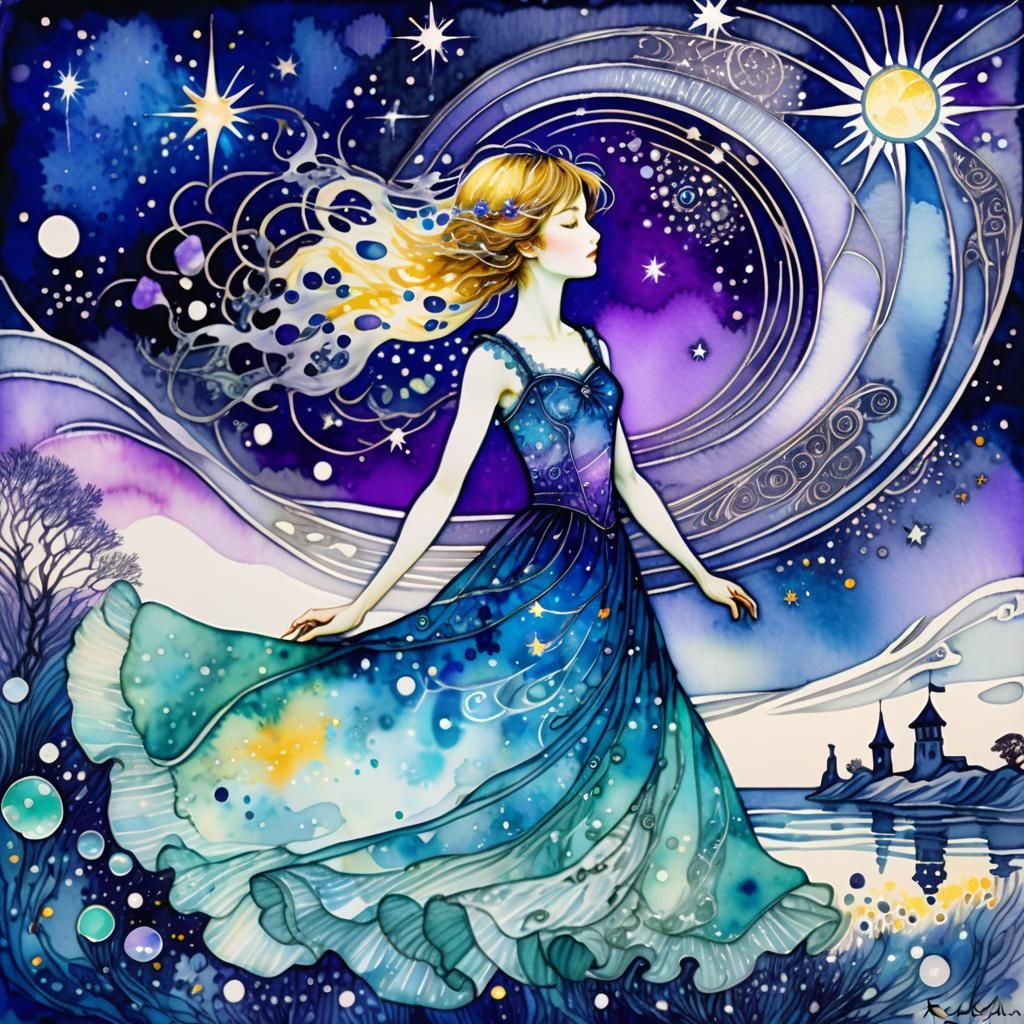 Luminous Waves: Abstract Fractal Art in Expressionist Style